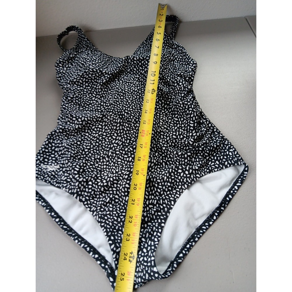 SPEEDO Women one piece bathing suit Size 8 Black White Classic Fully Lined Beach - Picture 7 of 9
